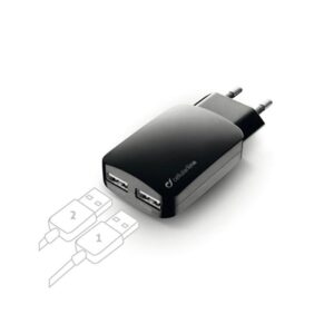 Interphone Cellularline Network Charger With Double Outlet Usb 3a One Size Black
