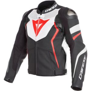 Dainese Avro 4 Leather Perforated 50 Matte Black / Fluo Red