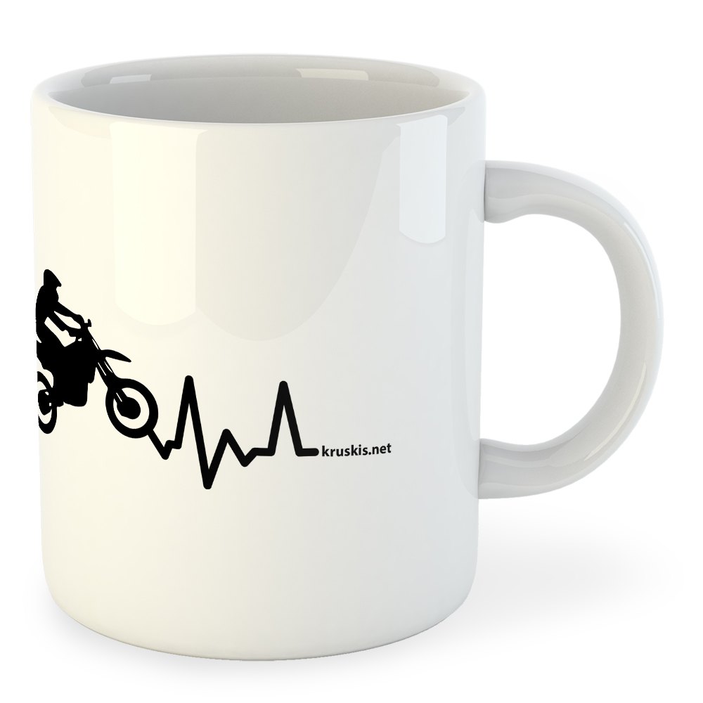 Kruskis Mug Off Road Heartbeat 325 ml (11 oz) White - Imagen 2