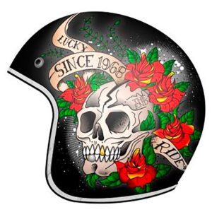 Mt Helmets Le Mans 2 Sv Skull&roses L Black / Red